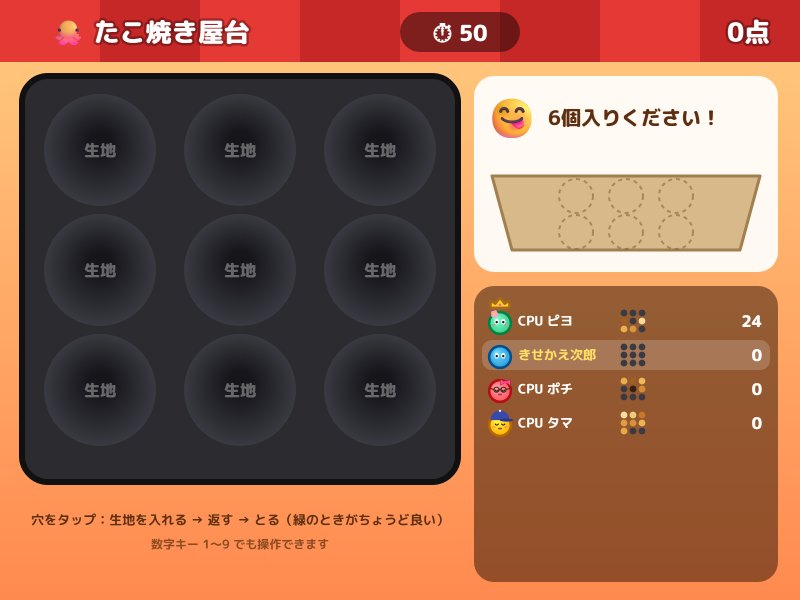 たこ焼き早作りの画面
